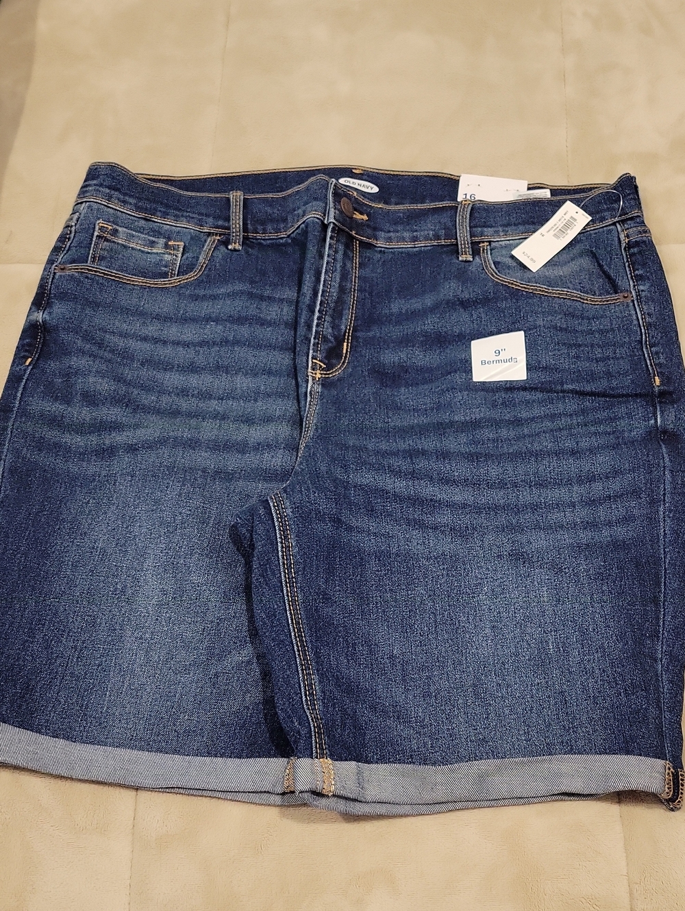 Classic Dark Blue Denim Bermuda Shorts - 9" Inseam SIZE 16